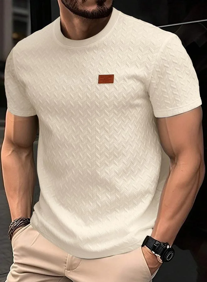 تايك تو تيشيرت سادة بأكمام قصيرة وملمس بارز